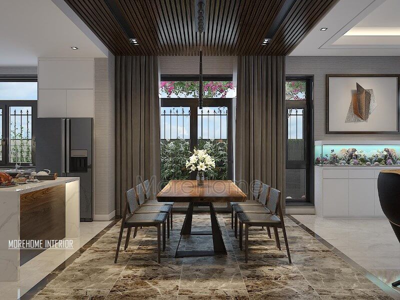 Bộ bàn ăn 6 ghế gỗ óc chó tạo nét đẹp, hiện đại, sang trọng cho phòng ăn biệt thự, nhà phố.