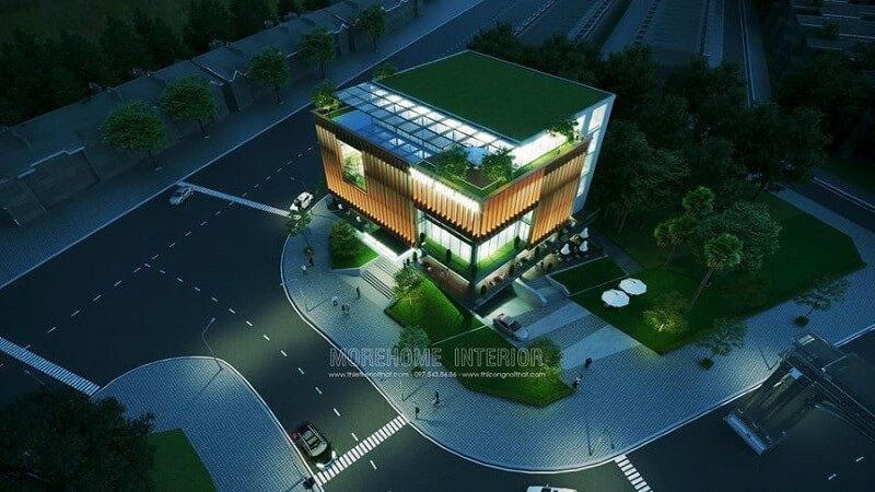 Mẫu thiết kế tòa nhà văn phòng đẹp với lối kiến trúc xanh